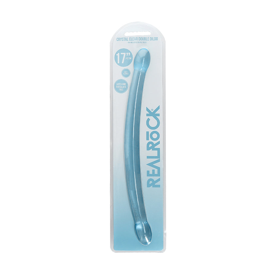 Realrock Crystal Clear Non-realistic Double Dong 17 In. Blue