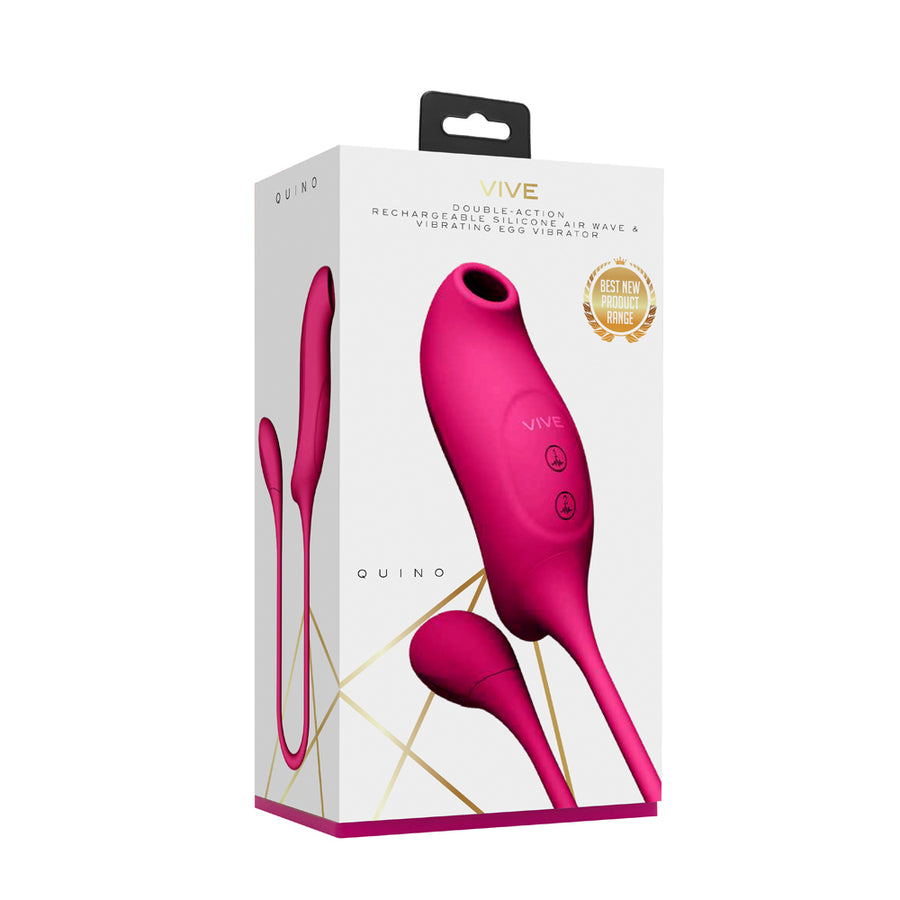 Vive Quino Air Wave &amp; Vibrating Egg Vibrator Pink