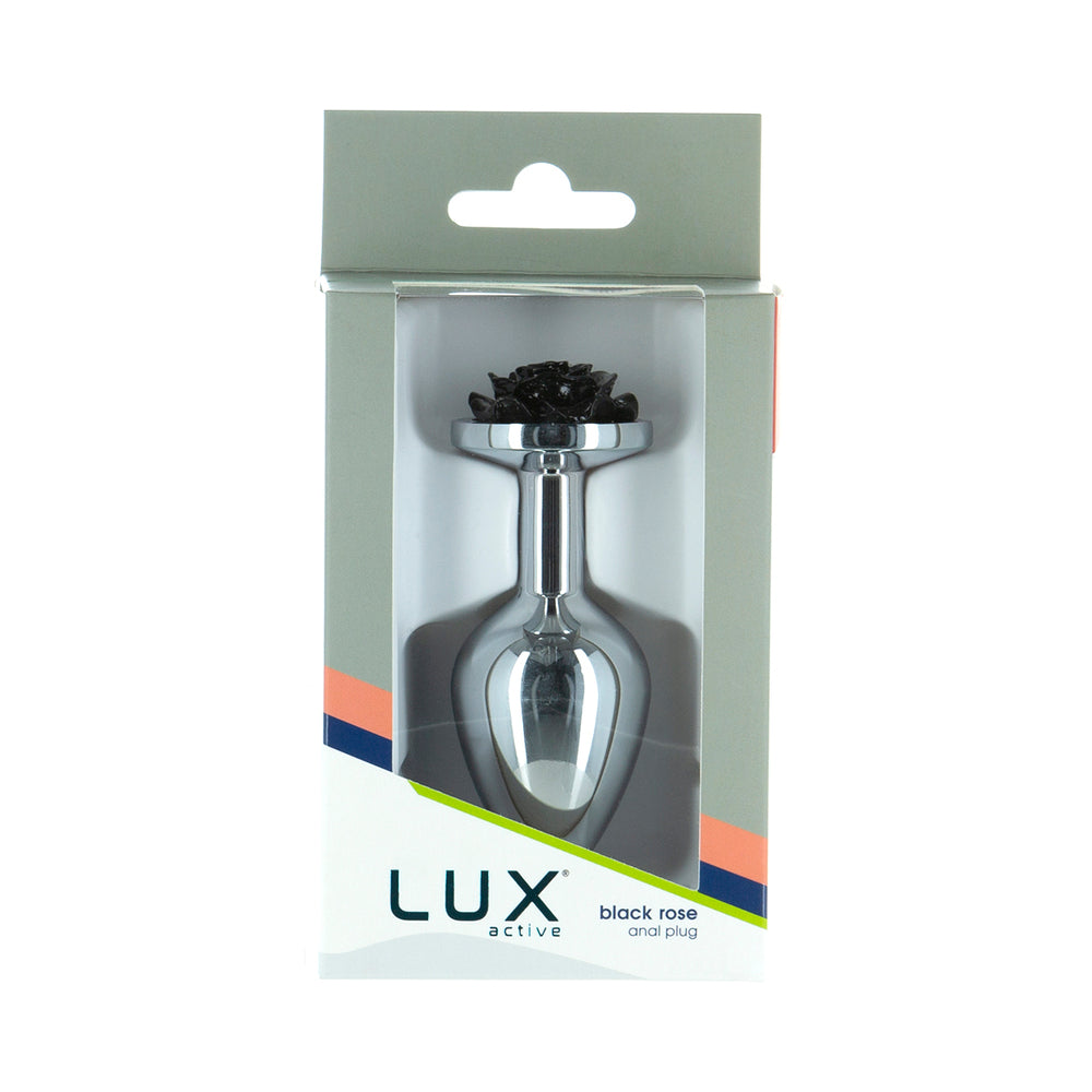 Lux Active Rose Metal Butt Plug 3.5 In. Black