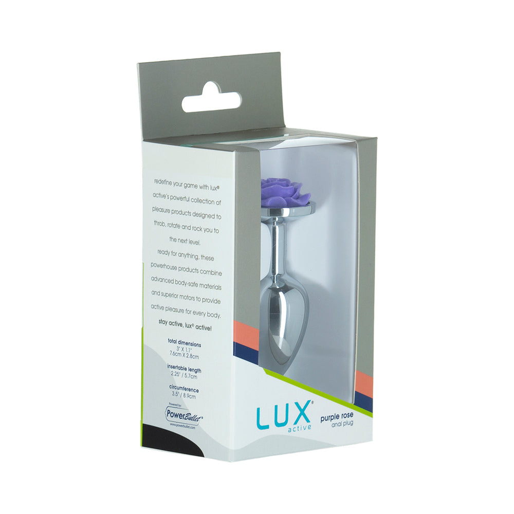 Lux Active Rose Metal Butt Plug 3 In. Purple
