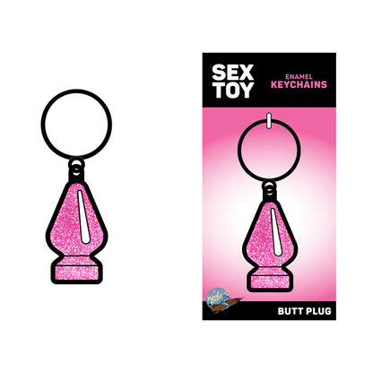 Sex Toy Keychain Pink Glitter Butt Plug