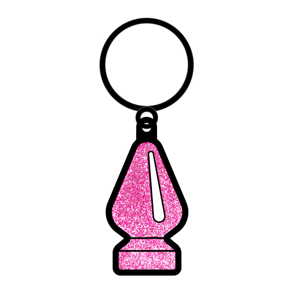 Sex Toy Keychain Pink Glitter Butt Plug