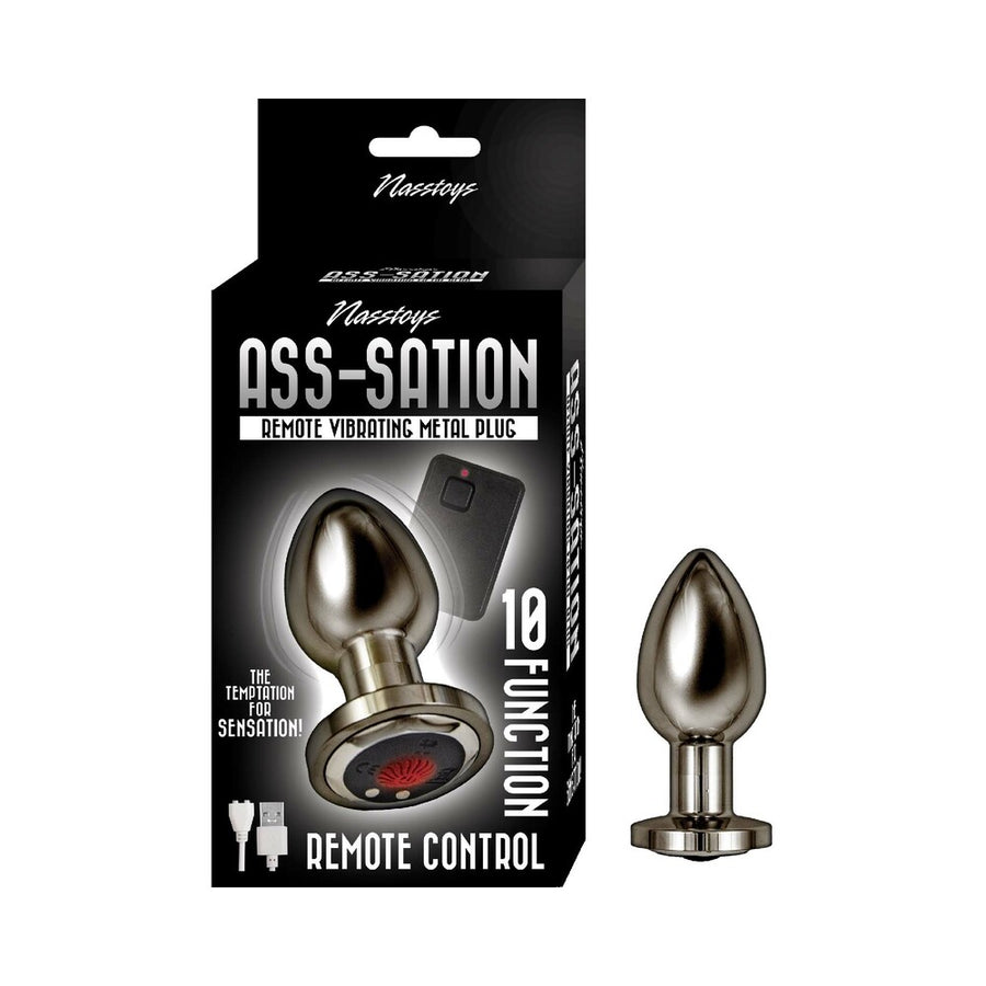 Ass-Sation Remote Vibrating Metal Plug - Black