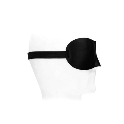 Ouch! Black &amp; White Satin Curvy Eye Mask With Elastic Straps Black