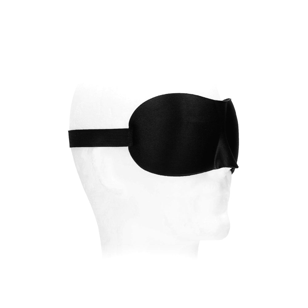 Ouch! Black &amp; White Satin Curvy Eye Mask With Elastic Straps Black
