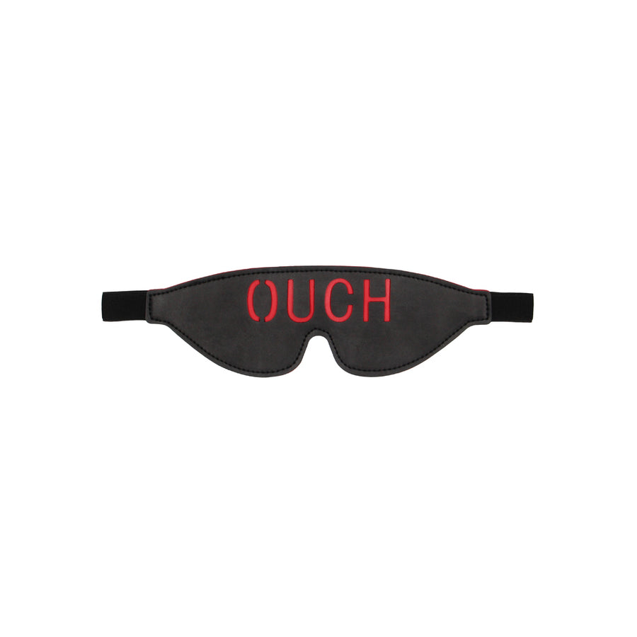 Ouch! Black &amp; White Bonded Leather Eye Mask Ouch With Elastic Straps Black