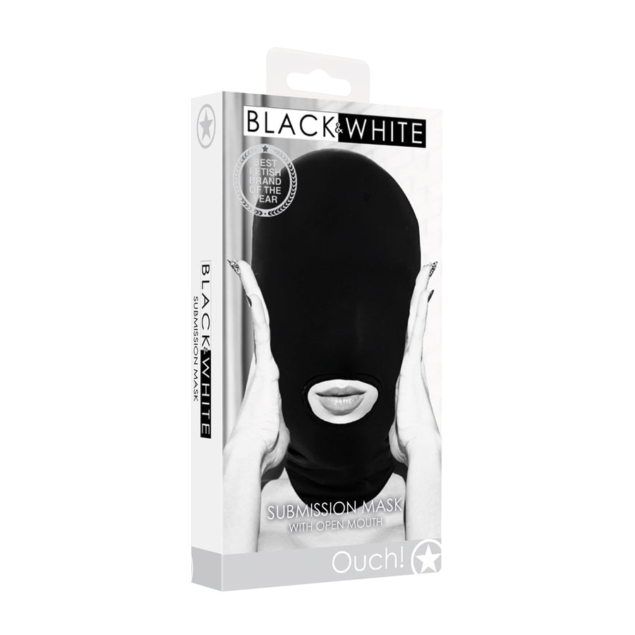 Ouch! Black &amp; White Subversion Mask With Open Mouth And Eye Black