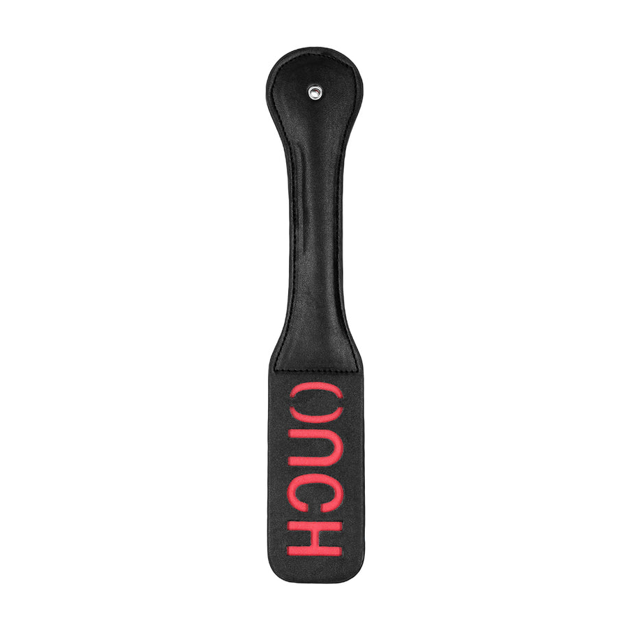Ouch! Black &amp; White Bonded Leather Paddle Ouch Black
