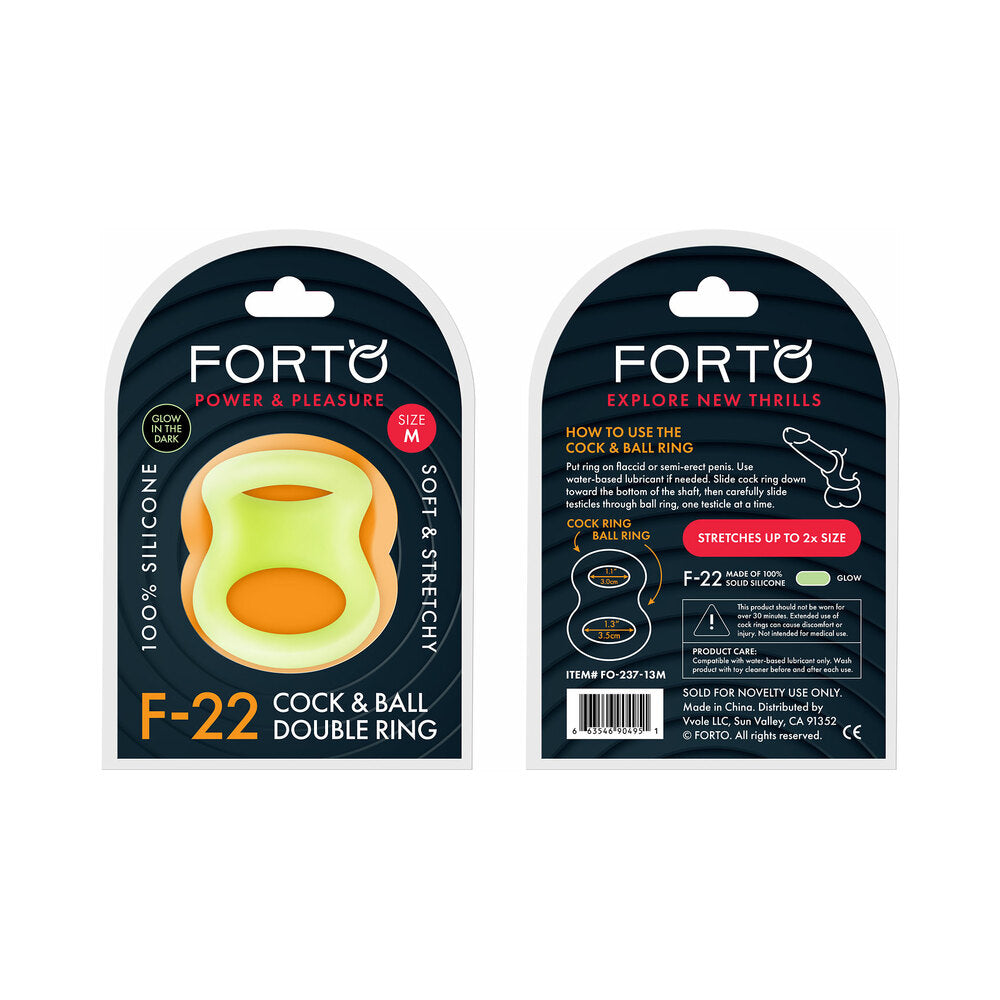 Forto F-22: Double Ring Liquid Silicone 53/55 Mm Glow-in-the-dark