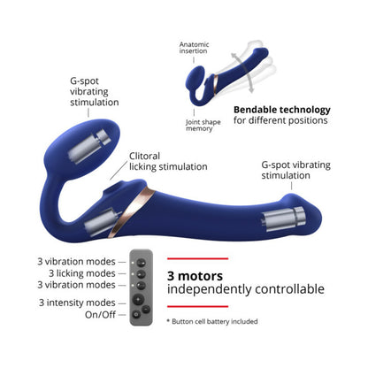 Strap-On-Me Multi Orgasm Bendable Strap-On Large Night Blue