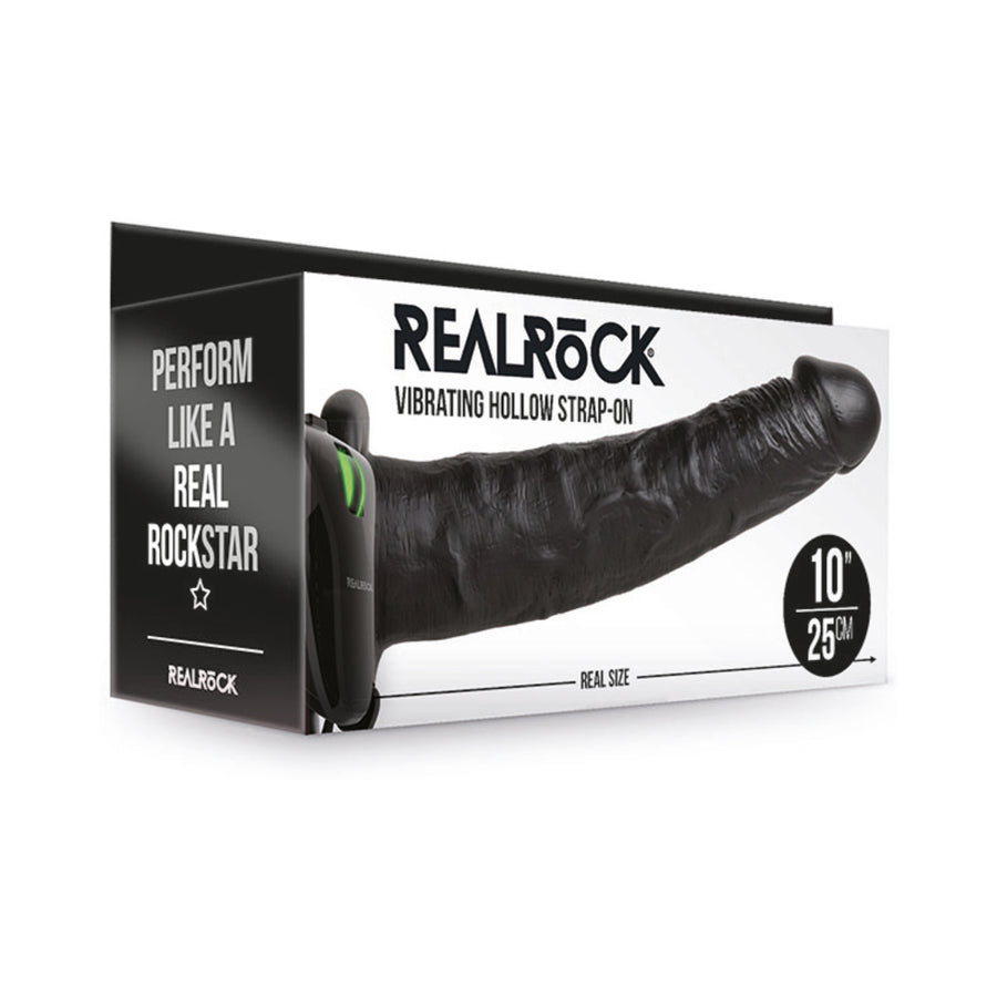 Realrock Vibrating Hollow Strap-on Without Balls 10 In. Chocolate