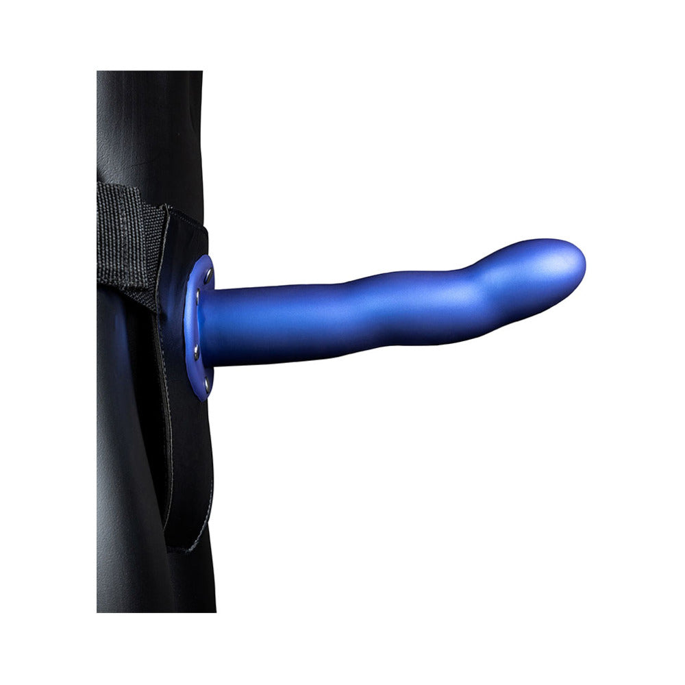 Ouch! Curved Hollow Strap-on 8 In. Metallic Blue