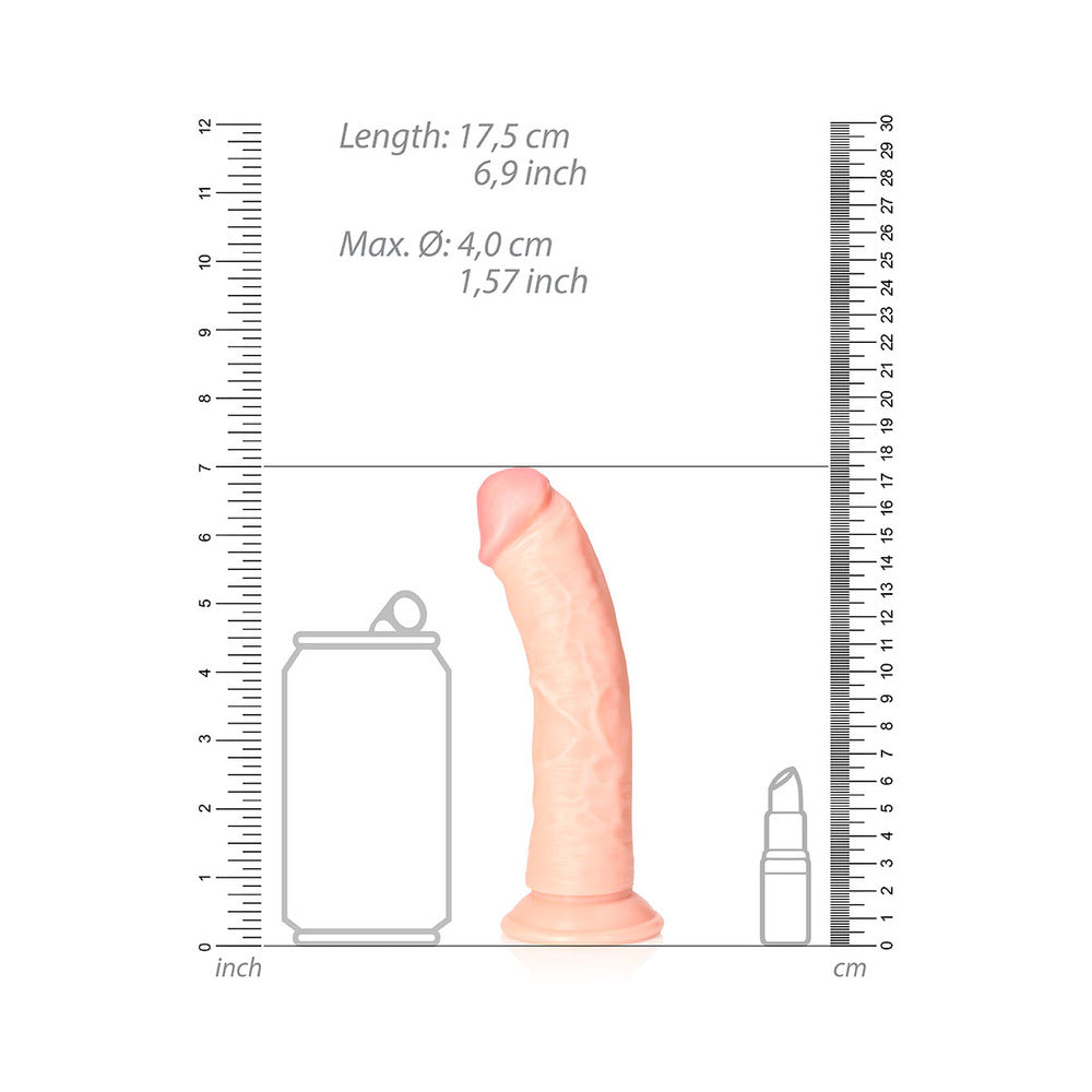 Realrock Curved Realistic Dildo With Suction Cup 6 In. Vanilla