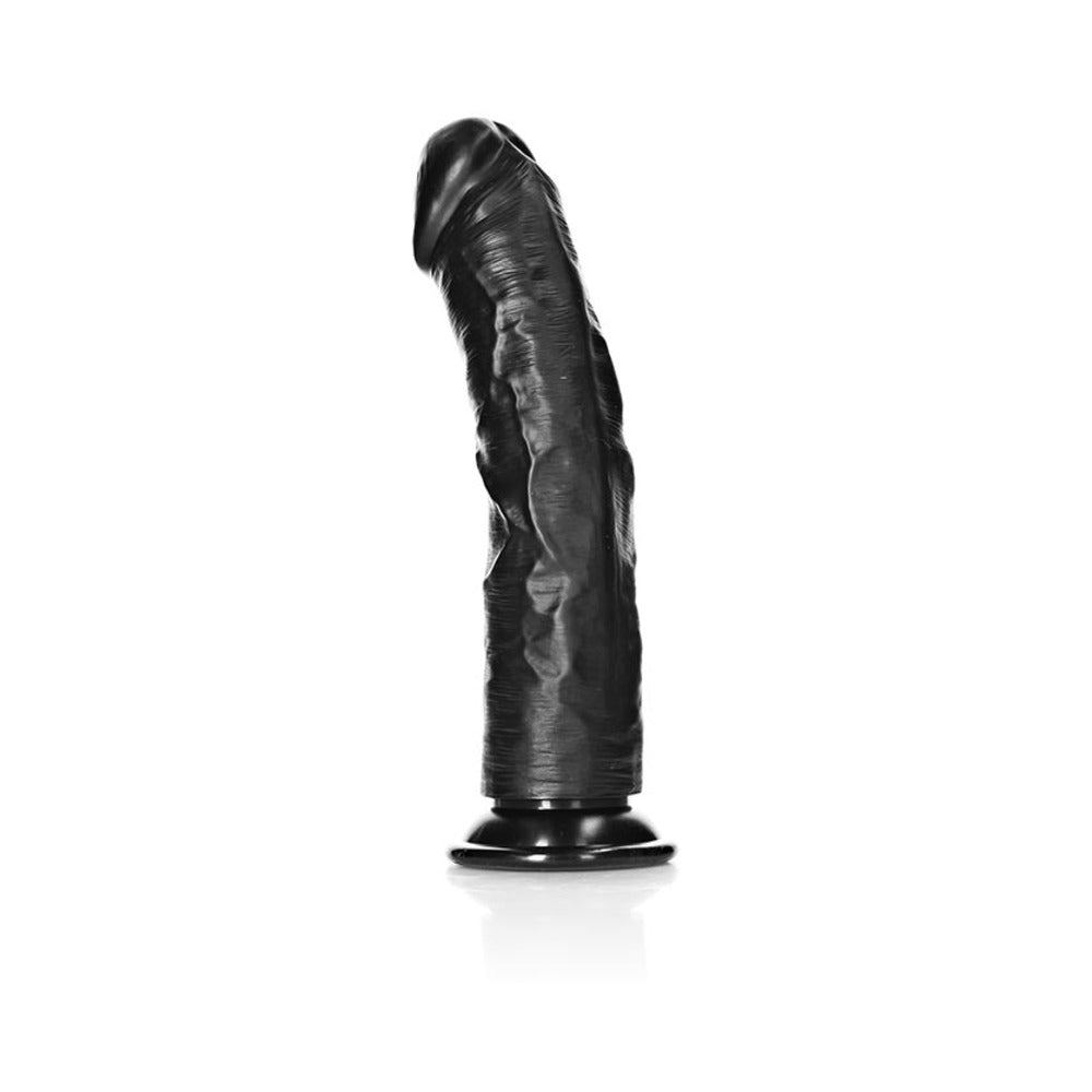 Realrock Curved Realistic Dildo With Suction Cup 10 In. Dark