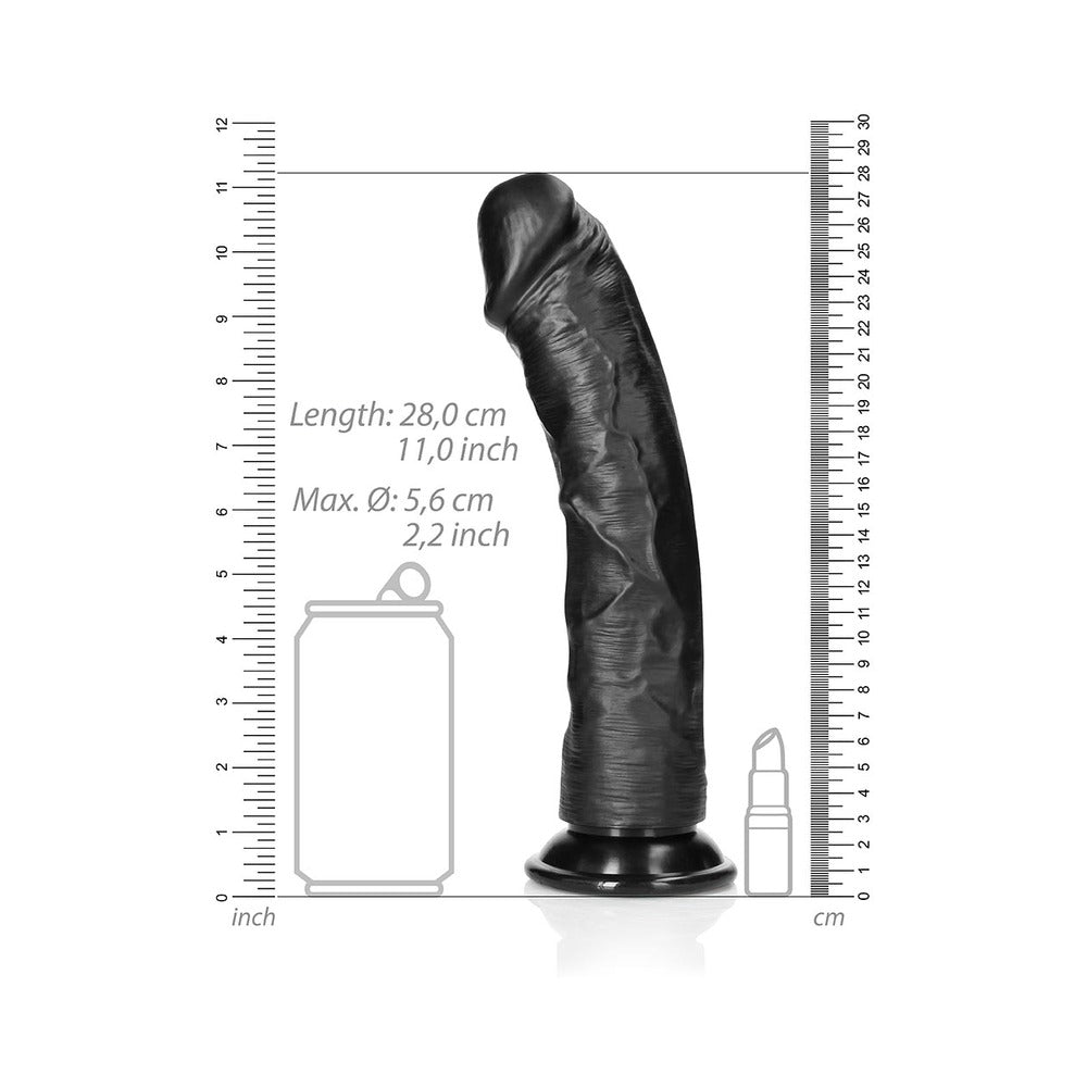 Realrock Curved Realistic Dildo With Suction Cup 10 In. Dark