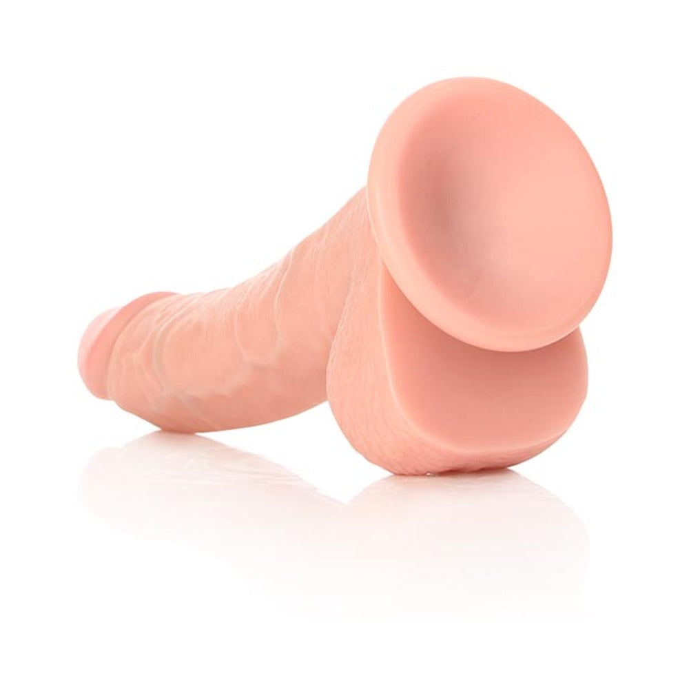 Realrock Curved Realistic Dildo With Balls And Suction Cup 8 In. Light