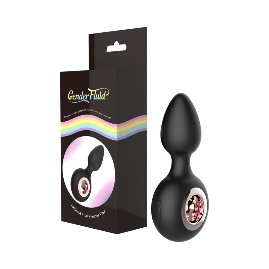 Gender Fluid Tremor Ring Plug Anal Vibe Silicone Black