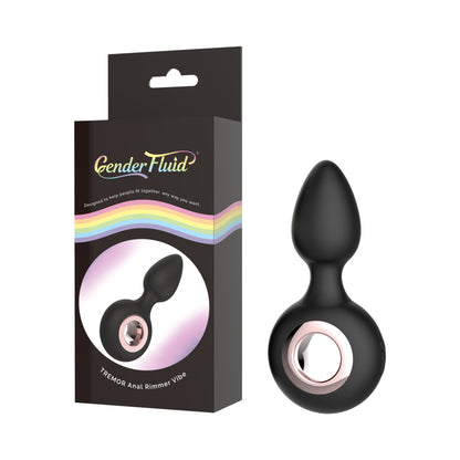 Gender Fluid Tremor Ring Plug Anal Vibe Silicone Black