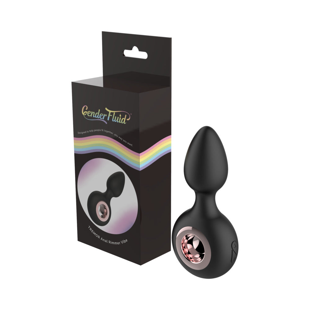 Gender Fluid Tremor Ring Plug Anal Vibe Silicone Black