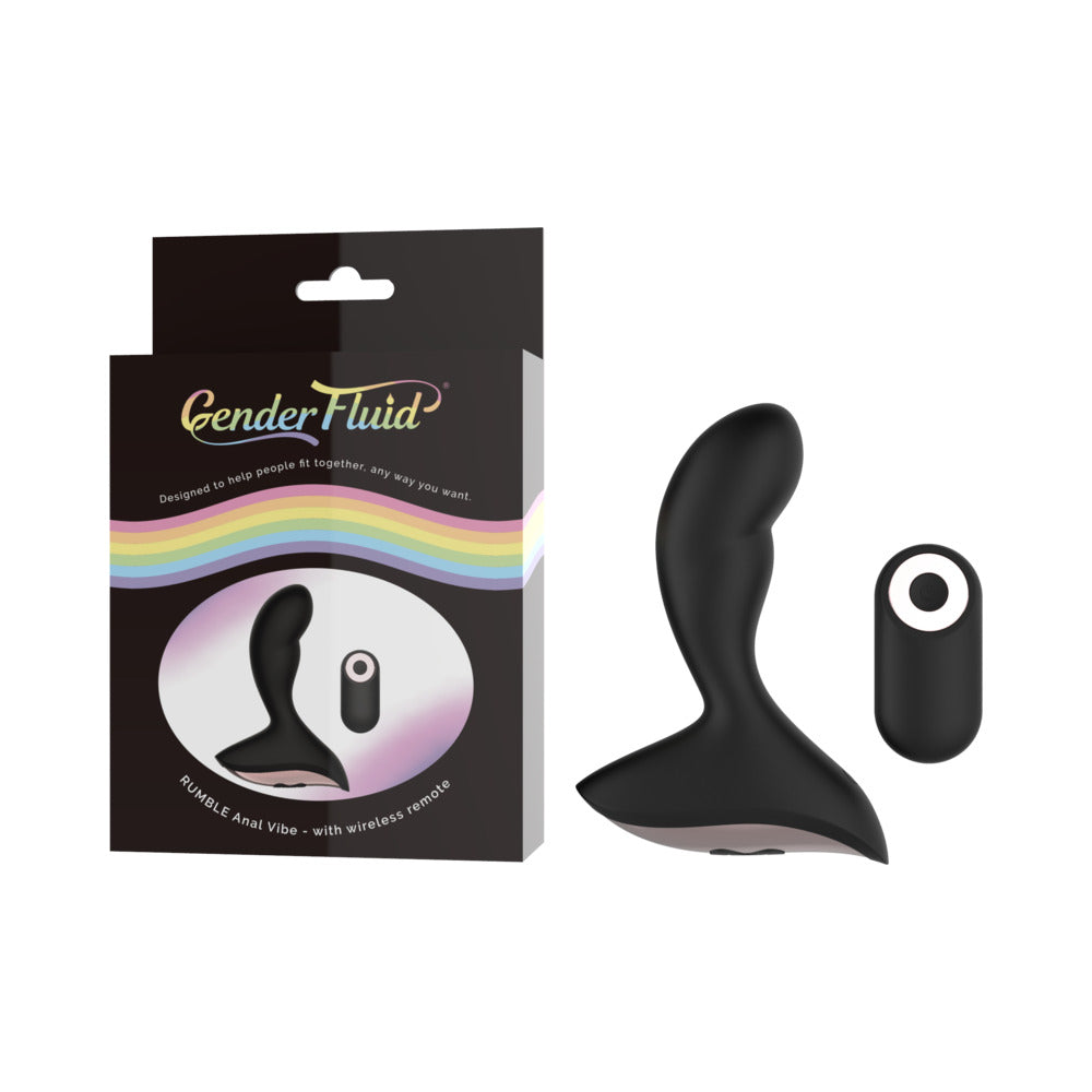 Gender Fluid Rumble Anal Vibe With Remote Silicone Black