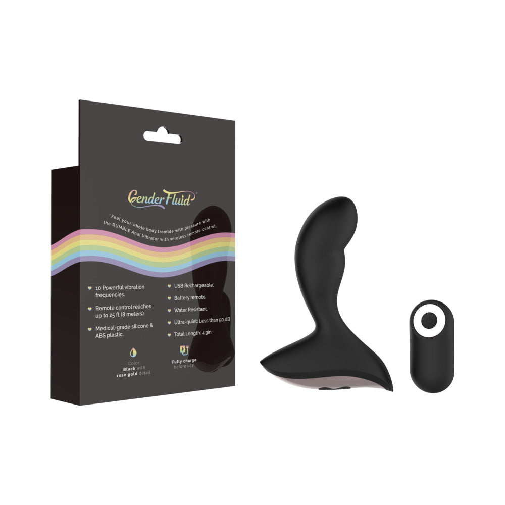 Gender Fluid Rumble Anal Vibe With Remote Silicone Black