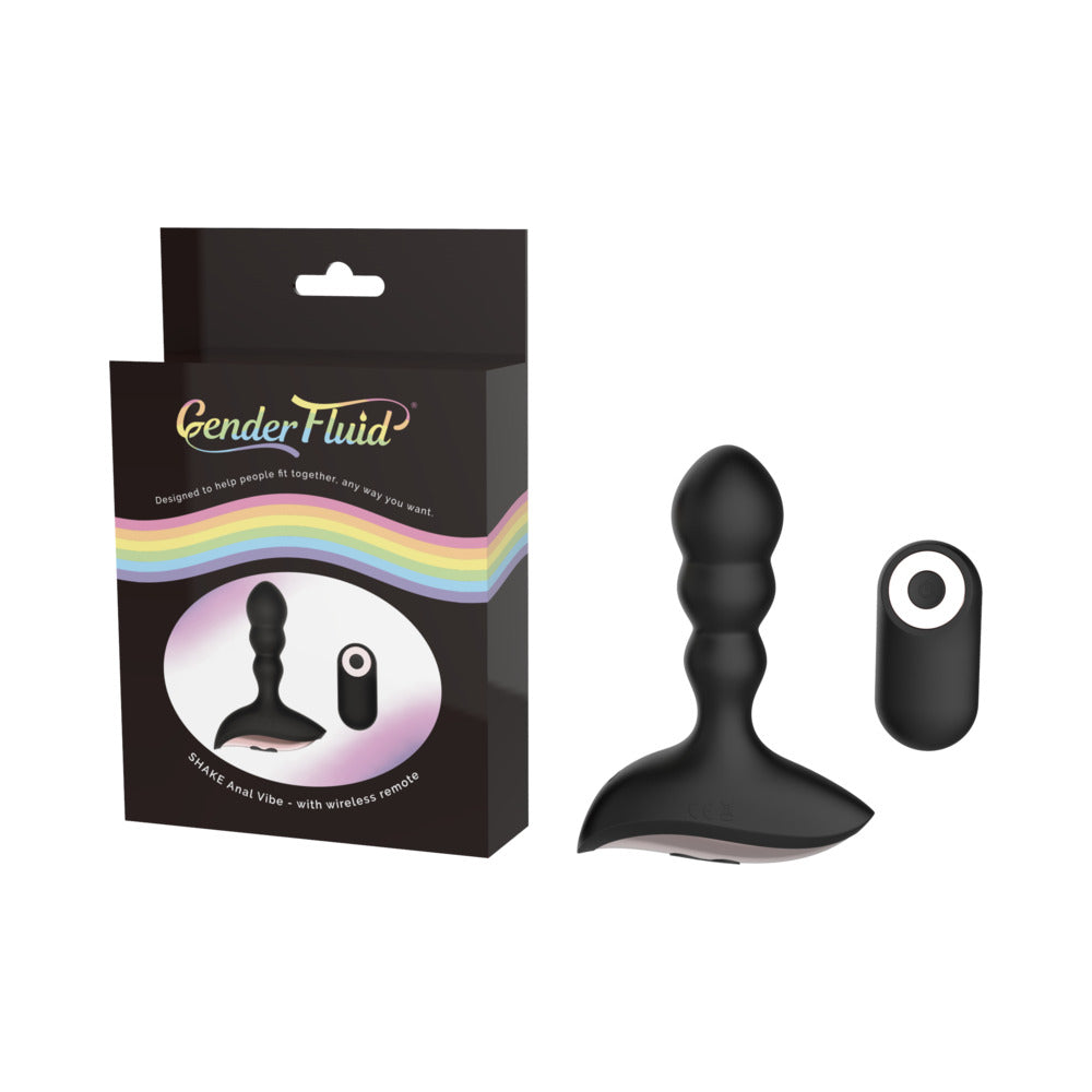 Gender Fluid Shake Anal Vibe With Remote Silicone Black