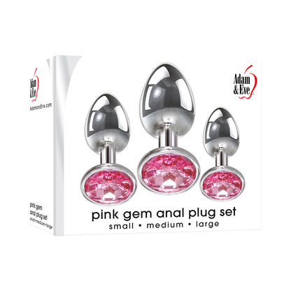 Adam &amp; Eve Pink Gem Glass Plug Set