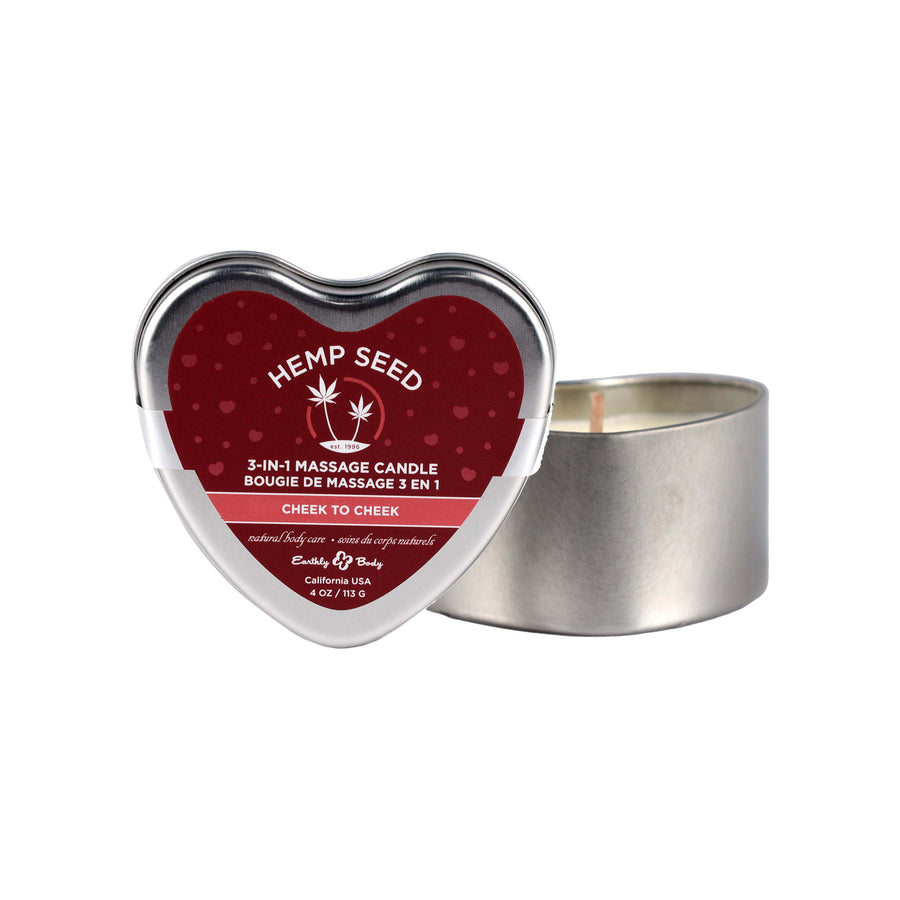 Earthly Body 2023 Valentine 3 in 1 Massage Heart Candle - 4 oz Cheek to Cheek