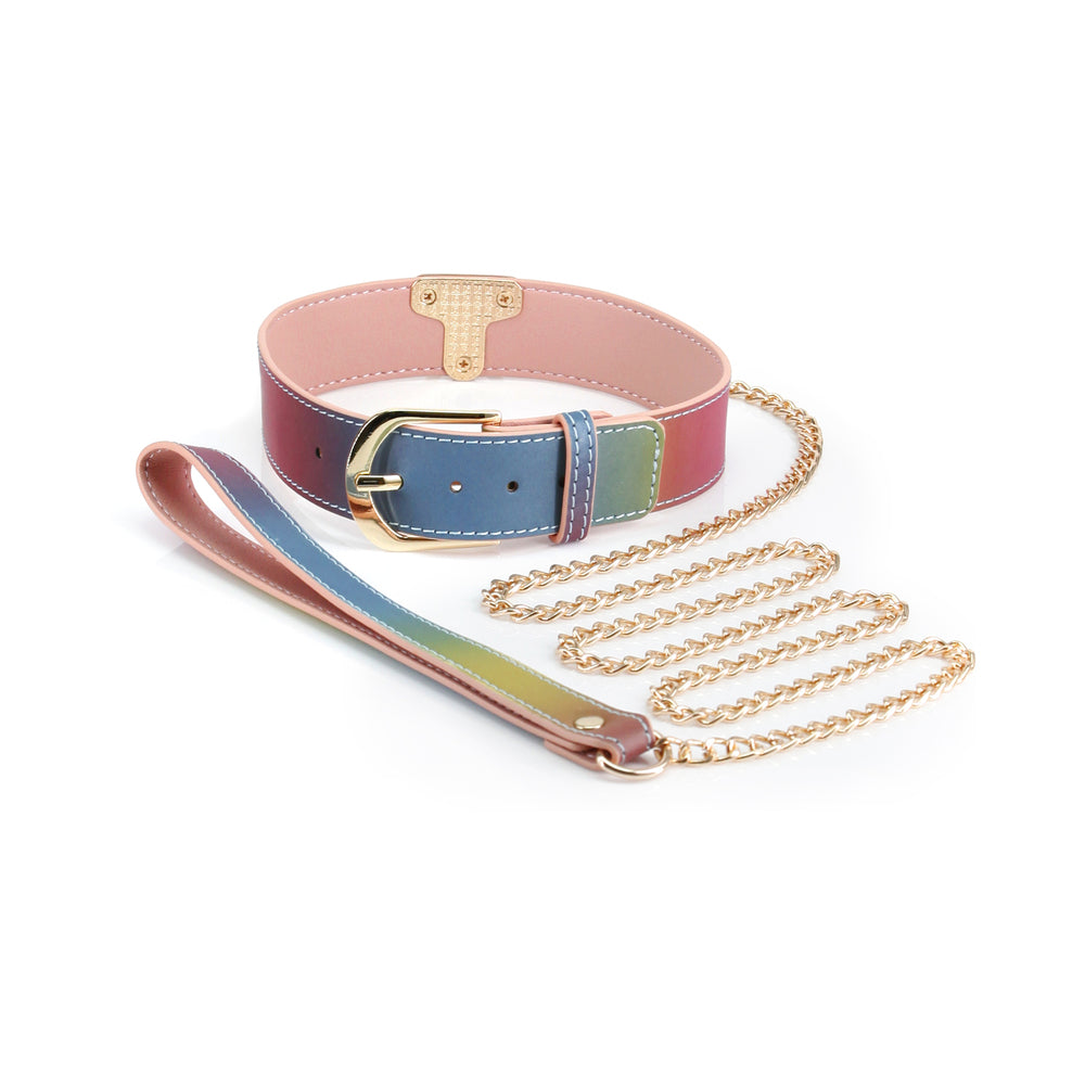Spectra Bondage Collar&Leash Rainbow