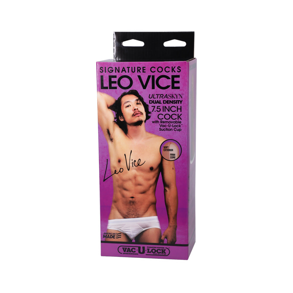 Signature Cocks Leo Vice Ultraskyn Cock With Removable Vac-u-lock Suction Cup 6in Caramel