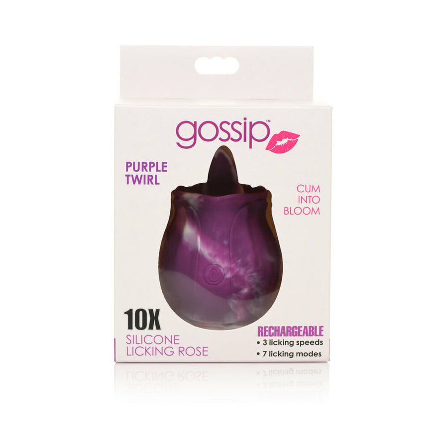 Gossip Tongue Tickler 10 Function Rechargeable Silicone Licking Rose Purple