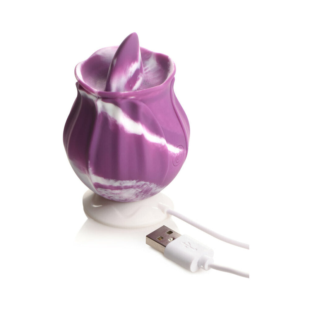 Gossip Tongue Tickler 10 Function Rechargeable Silicone Licking Rose Purple