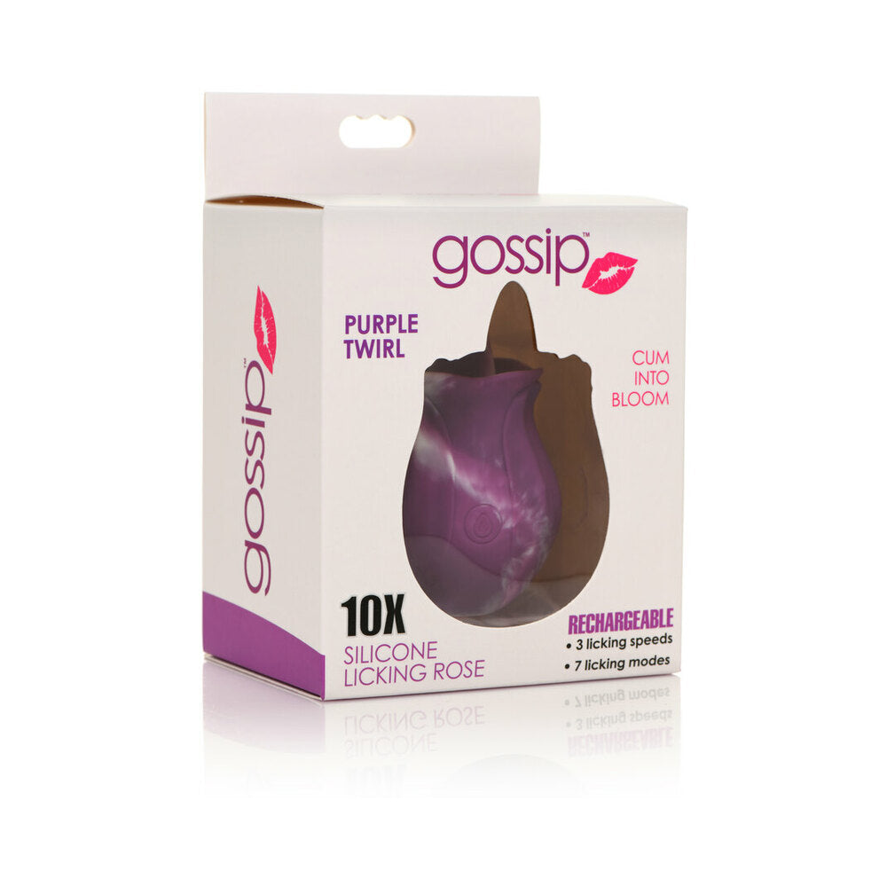 Gossip Tongue Tickler 10 Function Rechargeable Silicone Licking Rose Purple