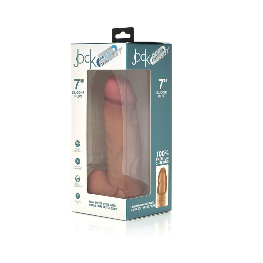 Jock Dual Density Silicone Dildo With Balls 7in Light