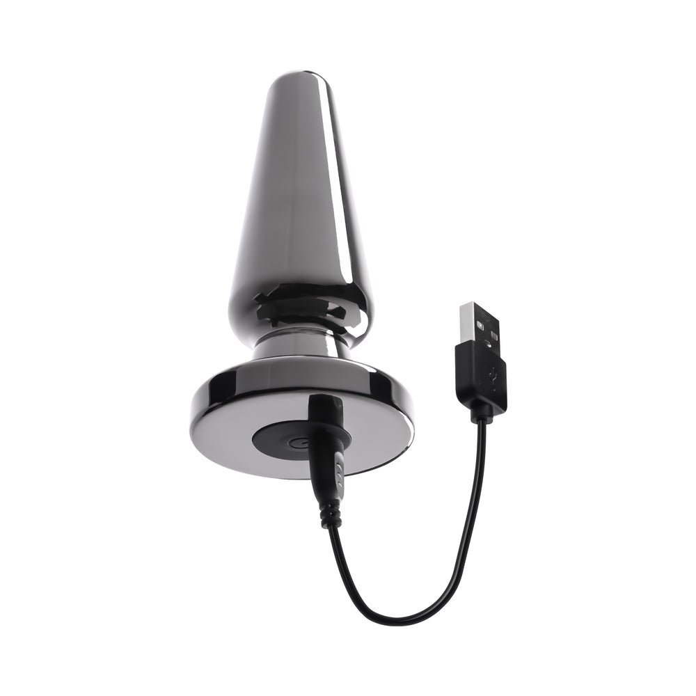 Evolved Advanced Vibrating Rechargeable Metal Plug - Black