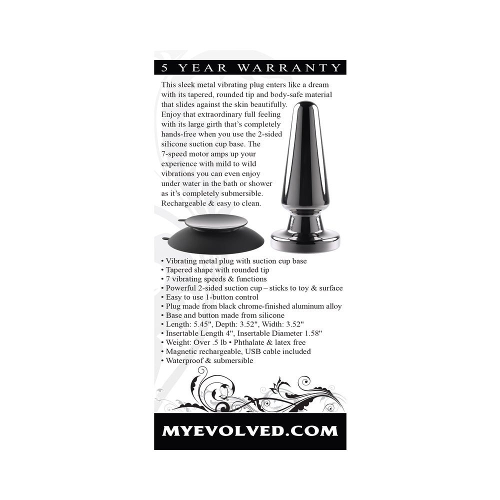 Evolved Advanced Vibrating Rechargeable Metal Plug - Black