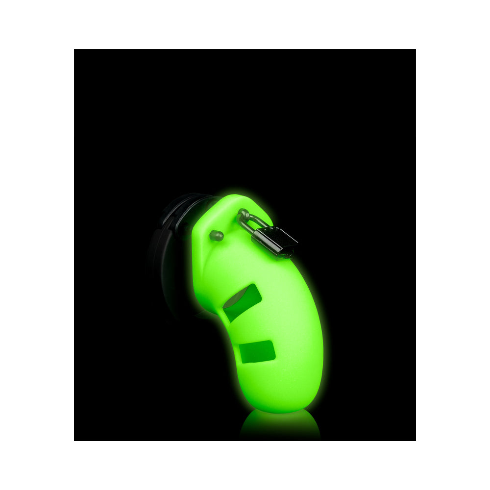 Ouch! Glow Model 20 Cock Cage 3.5 In. - Glow In The Dark - Green