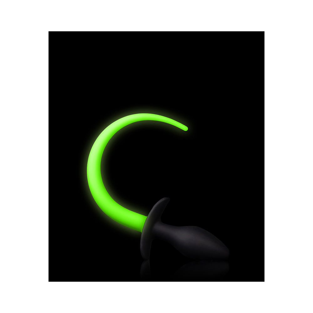Ouch! Glow Puppy Tail Plug - Glow In The Dark - Green