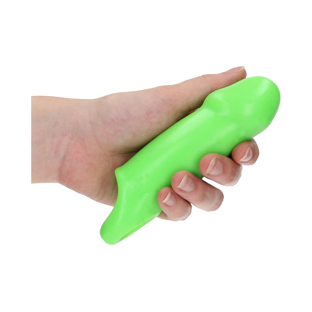 Ouch! Glow Smooth Thick Stretchy Penis Sleeve - Glow In The Dark - Green