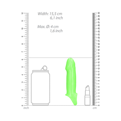 Ouch! Glow Smooth Thick Stretchy Penis Sleeve - Glow In The Dark - Green