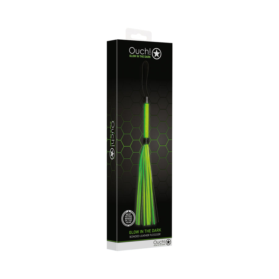 Ouch! Glow Flogger - Glow In The Dark - Green
