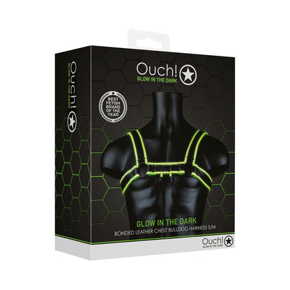 Ouch! Glow Chest Bulldog Harness  - Glow In The Dark - Green - S/m