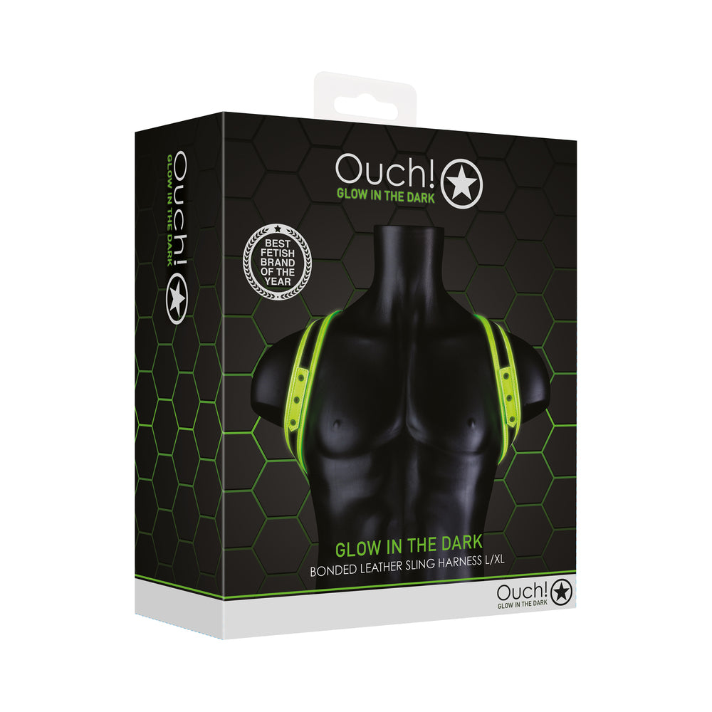 Ouch! Glow Sling Harness - Glow In The Dark - Green - L/xl