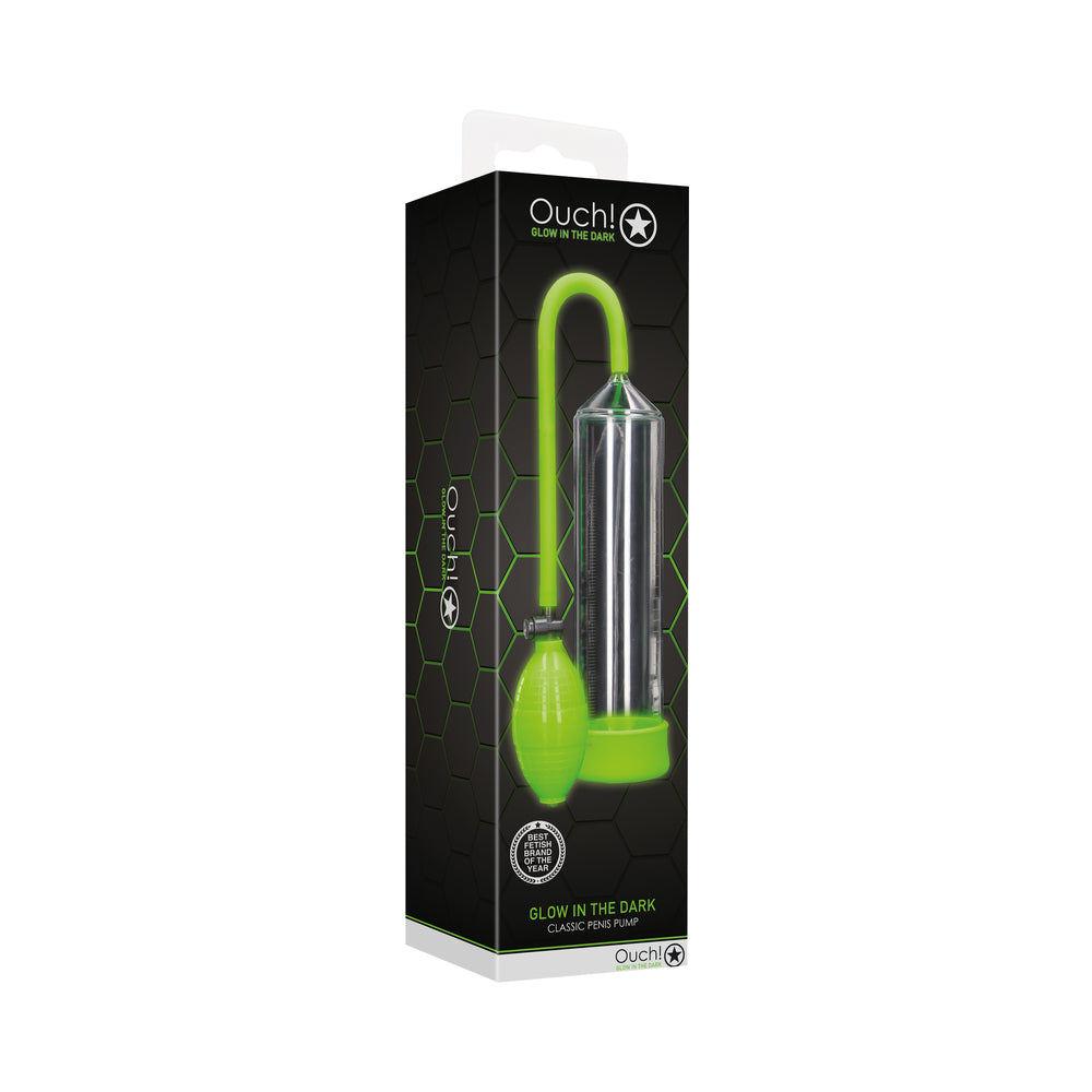 Ouch! Glow Classic Penis Pump - Glow In The Dark - Green