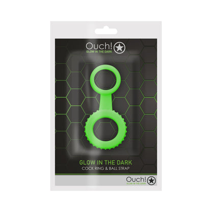 Ouch! Glow Cock Ring &amp; Ball Strap - Glow In The Dark - Green