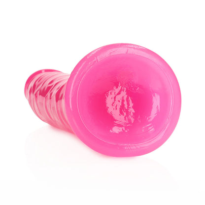 Realrock Glow In The Dark Slim 9 In. Dildo Neon Pink