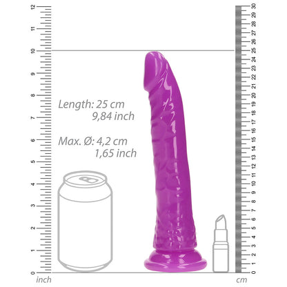 Realrock Glow In The Dark Slim 9 In. Dildo Neon Purple