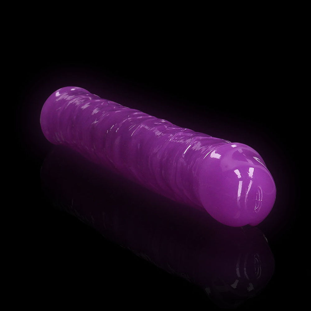 Realrock Glow In The Dark Double Dong 12 In. Dual-ended Dildo Neon Purple