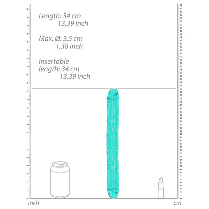 Realrock Crystal Clear Double Dong 13 In. Dual-ended Dildo Turquoise