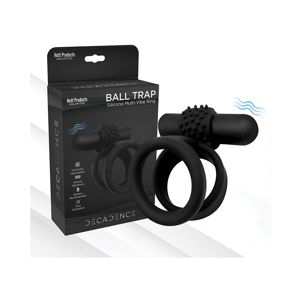 Decadence Ball Trap Dual Strap Cock&amp;Ball Ring With Power Bullet